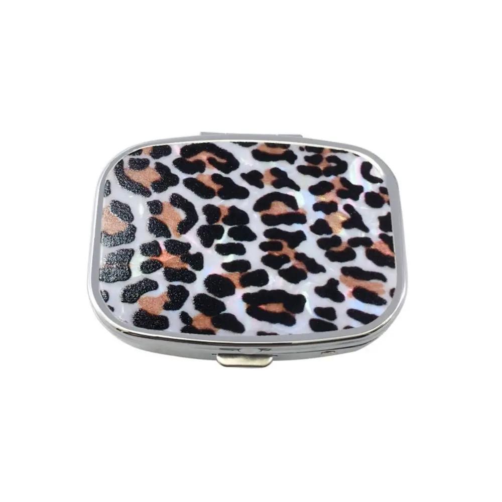 Caixa de comprimidos de metal de grade dupla portátil retangular à prova d'água recipiente de espelho dobrável à prova de poeira ferramenta cosmética feminina