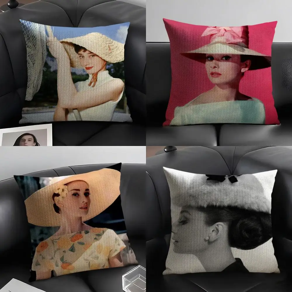 Pillow Case Pattern Printed Pillowcase For Living Room Sofa Cushion Cover & Bedroom Decor A-Audrey Hepburn