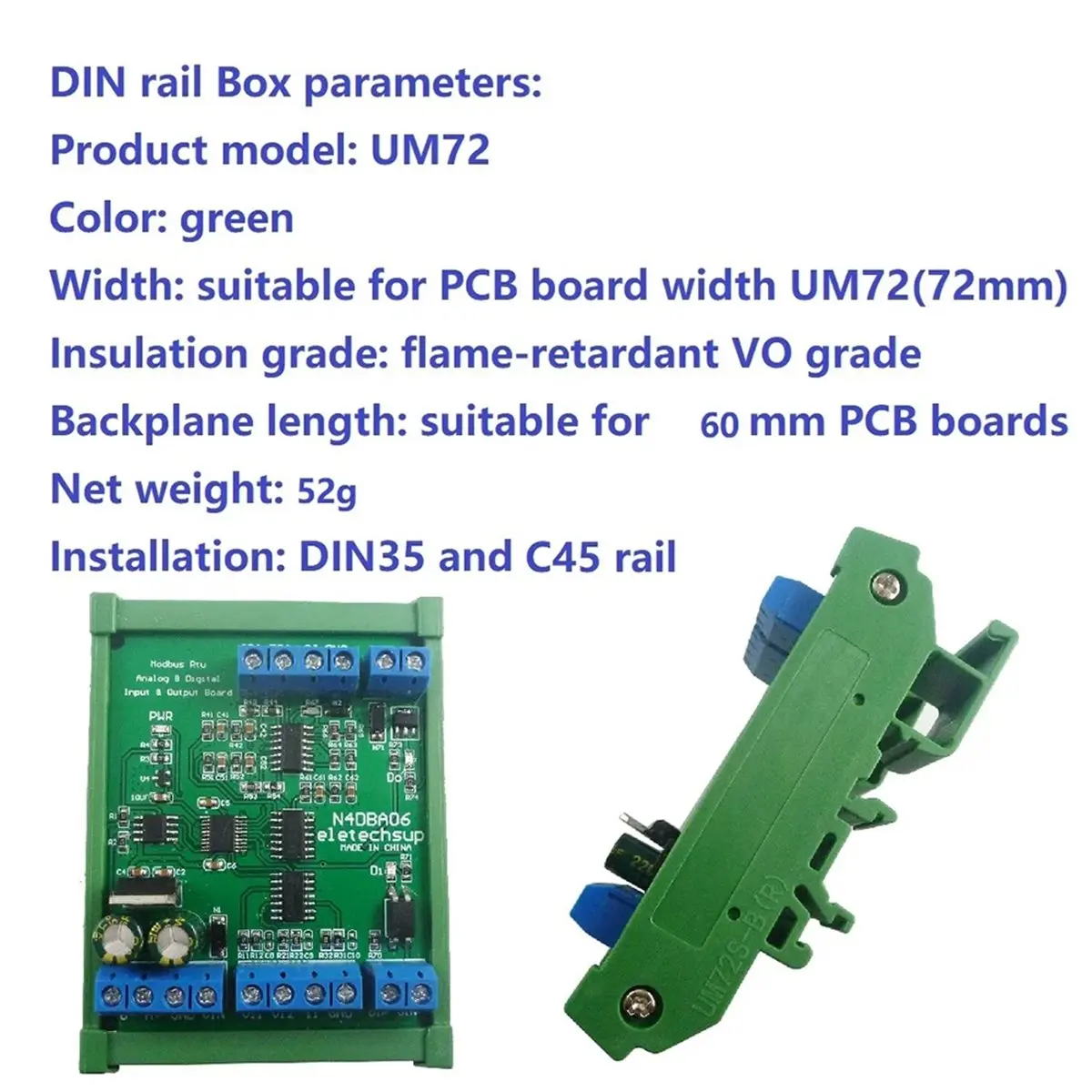 N4DBA06 Modbus RTU Board with 0-5V 0-10V 4-20MA ADC RS485, DC 12V 8CH Analog Digital Input Output A