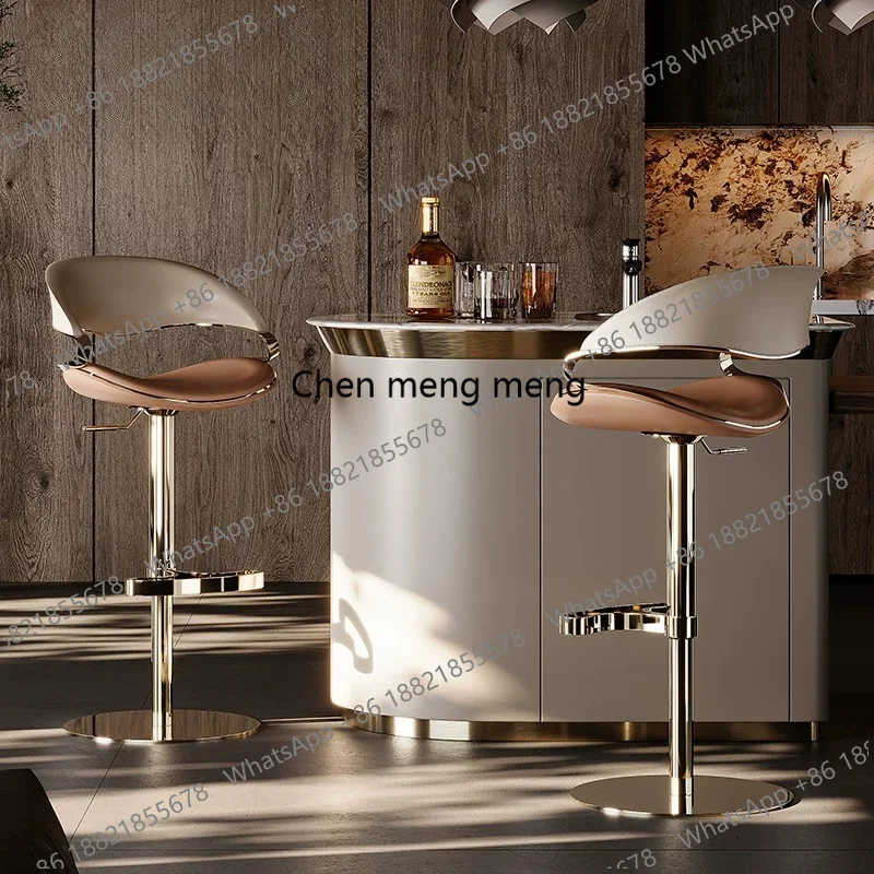 Italian light luxury bar chair Modern simple high chair Household lifting leather stool Front desk island chair