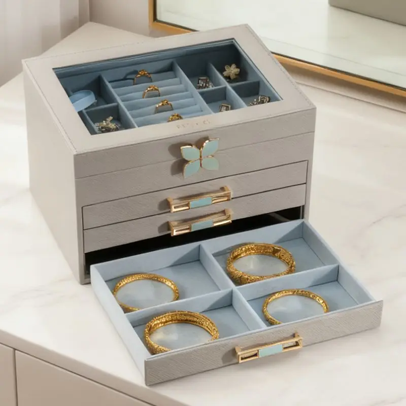 PU Leather Storage Box Minimalist Modern Jewelry Boxes Earrings Bracelet Necklace Jewellery Case Packaging Organizer Supplies