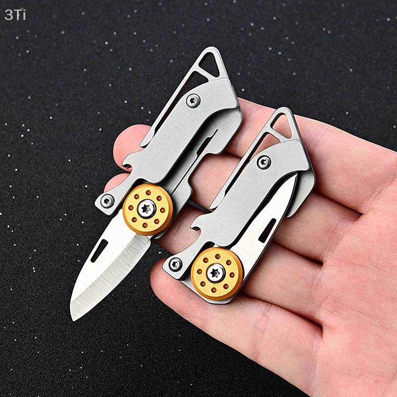 Coltello pieghevole apribottiglie bisturi in acciaio inossidabile Coltello pieghevole da campeggio multifunzionale Sopravvivenza Disimballaggio Coltello da tasca Portachiavi Strumento EDC