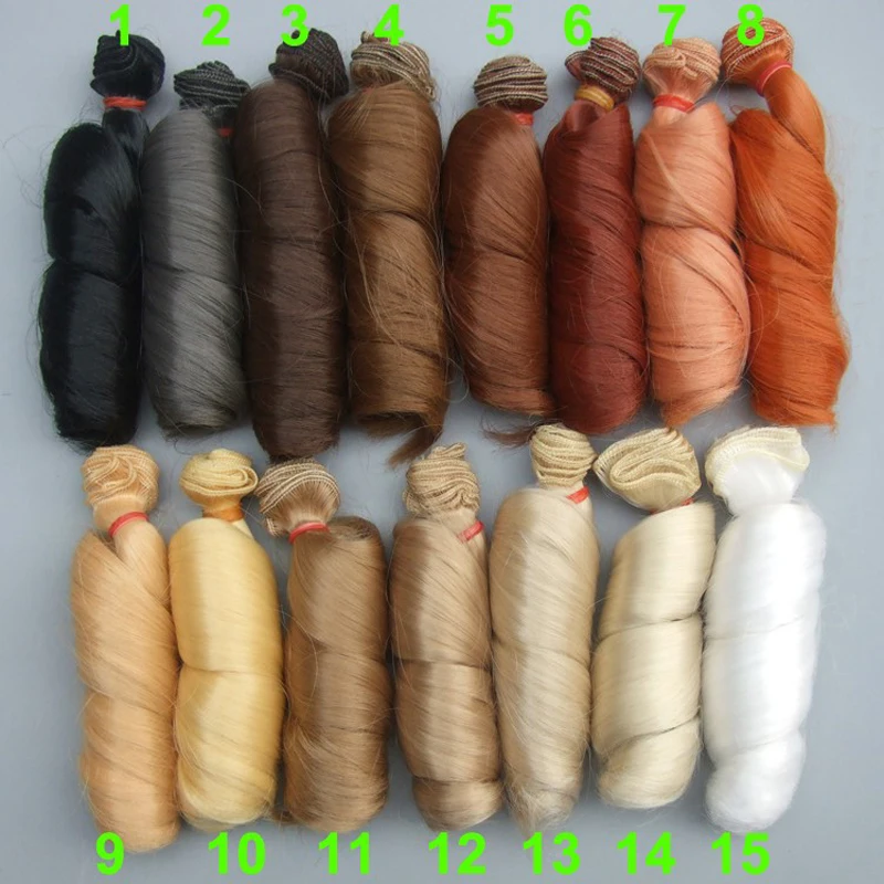 Frete grátis perucas de boneca encaracoladas de 15 cm marrom cáqui preto cabelo de boneca resistente ao calor de alta temperatura 1/3 1/4 1/6 bjd perucas de boneca diy