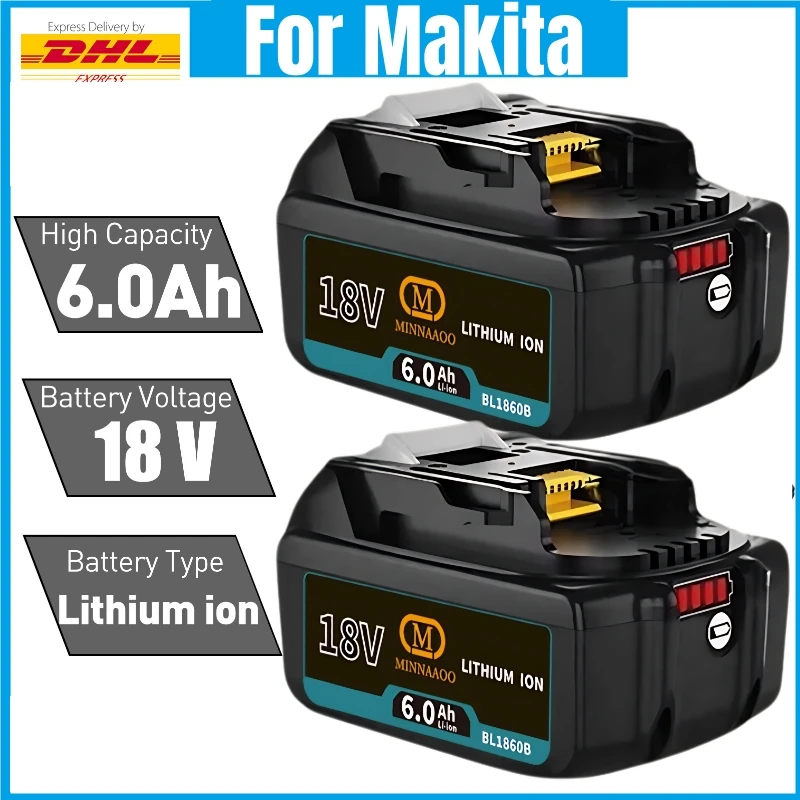 

NEW For Makita 18V Battery 6Ah Li-ion BL1860B BL1860 BL1850 For Makita DHP482RFX9 for Cordless Drills LXT400