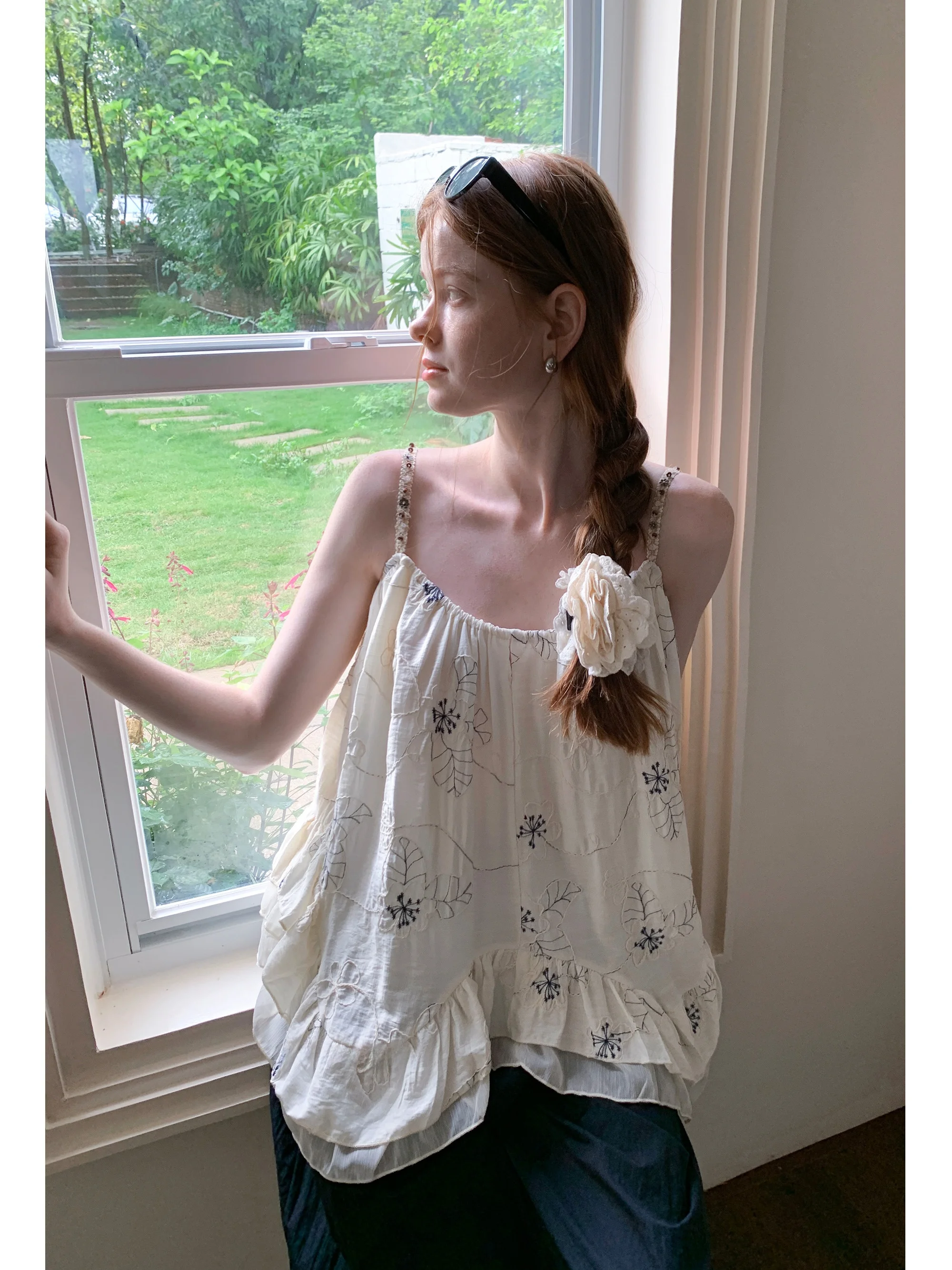 

Eggka нерегулярный дизайн с вышивкой из бисера и ремешком, женский топ, летняя одежда Vaion, свободная верхняя одежда Personali, полиэфирное волокно