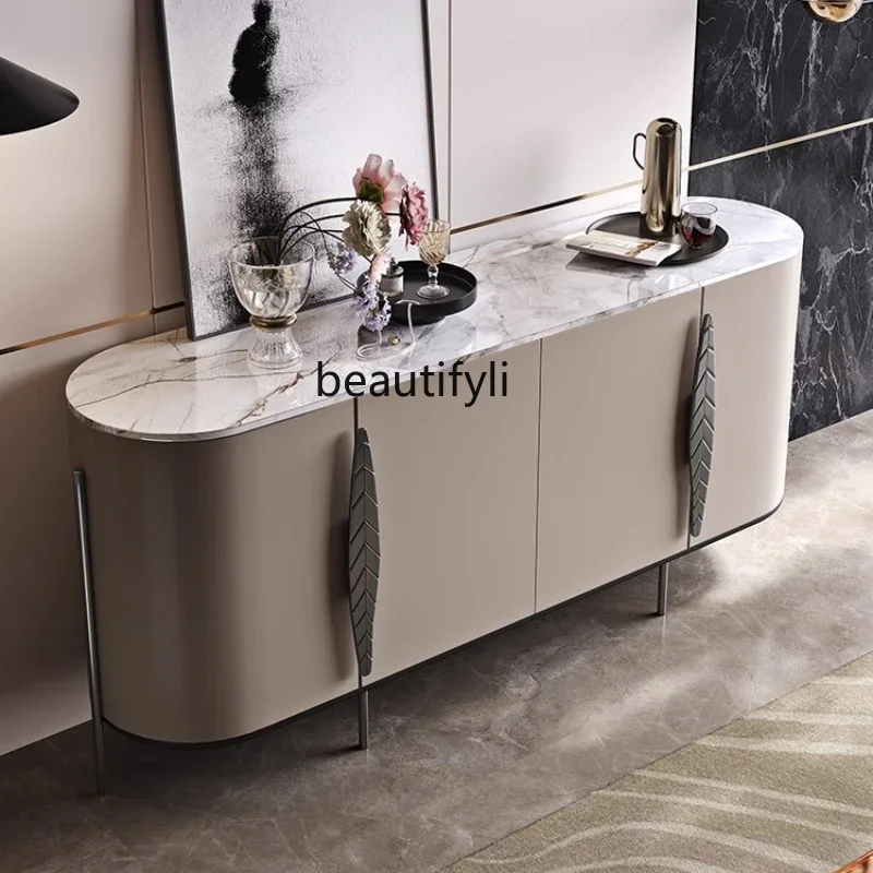 

Italian light luxury solid wood dining side cabinet, living room marble tea cabinet, dining room partition storage cabinet R