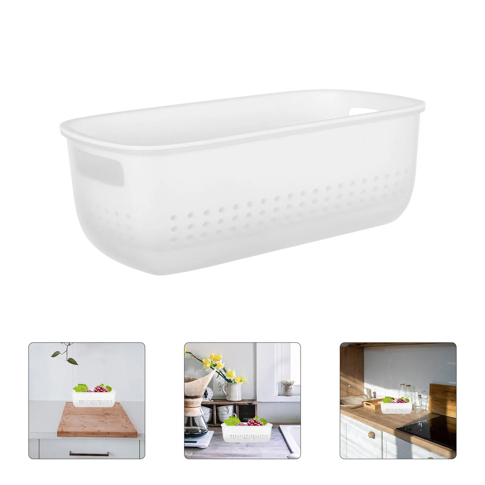

1Set Reusable Double-Layer Colander Basket Wall-Mounted Detachable Kitchen Washing Fruit Vegetable Strainer Draining Storage