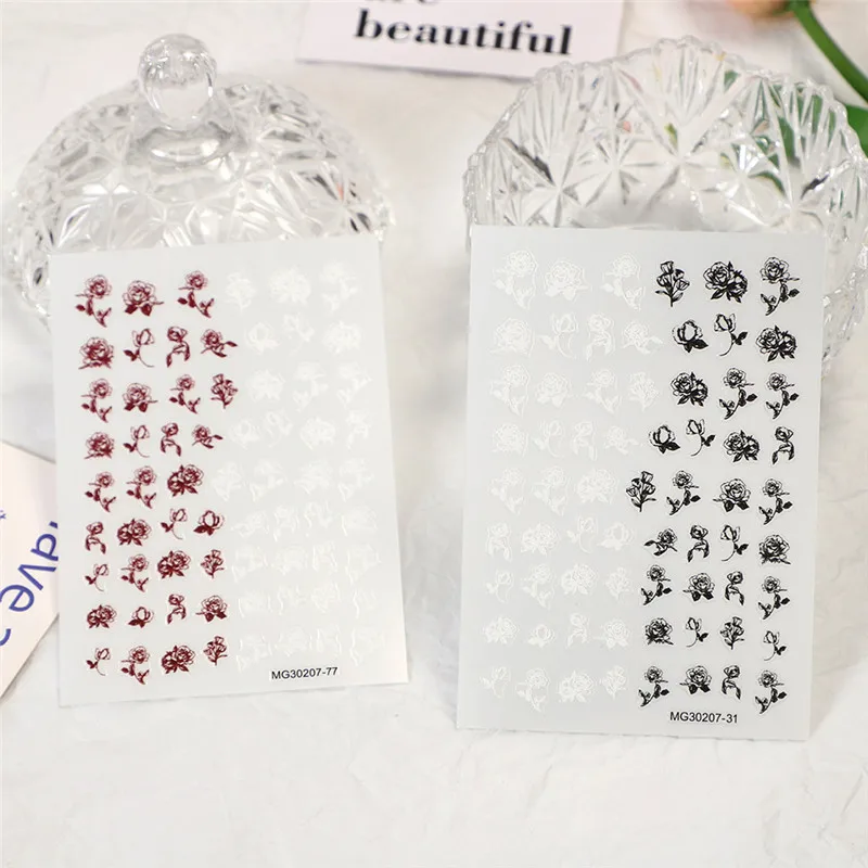 New Chinese Style Nails Flower Self-adhesive Stickers Manicure Decals Waterproof Design Nail Art Decoration Sliders