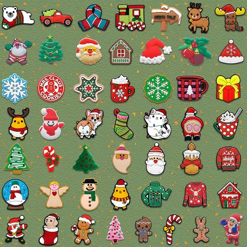 1/20/50 Uds. Amuletos de zapatos de Feliz Navidad para hombres, mujeres y niños, alfileres para sombrero de Papá Noel, decoraciones para zapatos, accesorios de fiesta, adorno de regalo