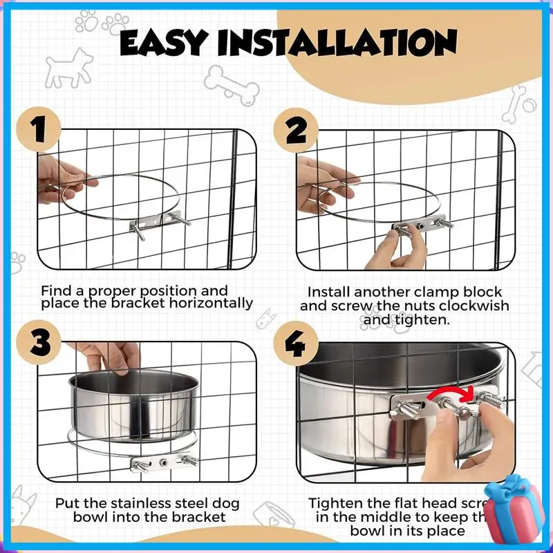 

Discount Dog Bowls 2 Pack, Stainless Steel Dog Food Bowl And Water Bowl, Hanging Dog Bowls For Cage Crate Kennel, Non-Spilling S