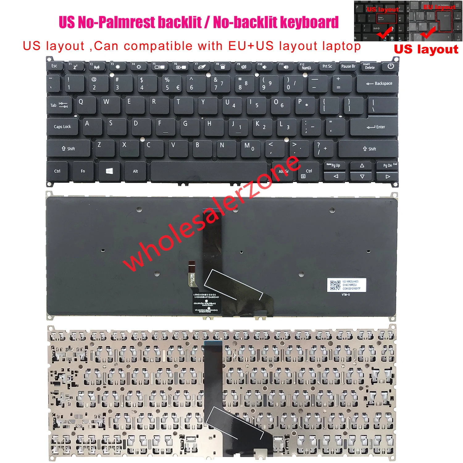 لوحة مفاتيح جديدة بإضاءة خلفية أمريكية بدون إضاءة خلفية لأجهزة الكمبيوتر المحمول سلسلة Acer Swift 3 SF313-51, SF314-42, SF314-57, SF314-58, SF314-59