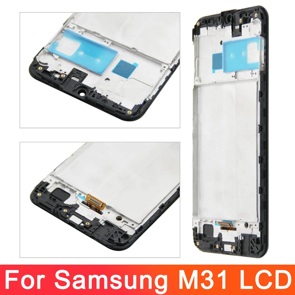 OLED For Samsung M31 M315 LCD with Frame, Display Touch Screen Digitizer Assembly for Samsung M315F M315F/DS Replacement