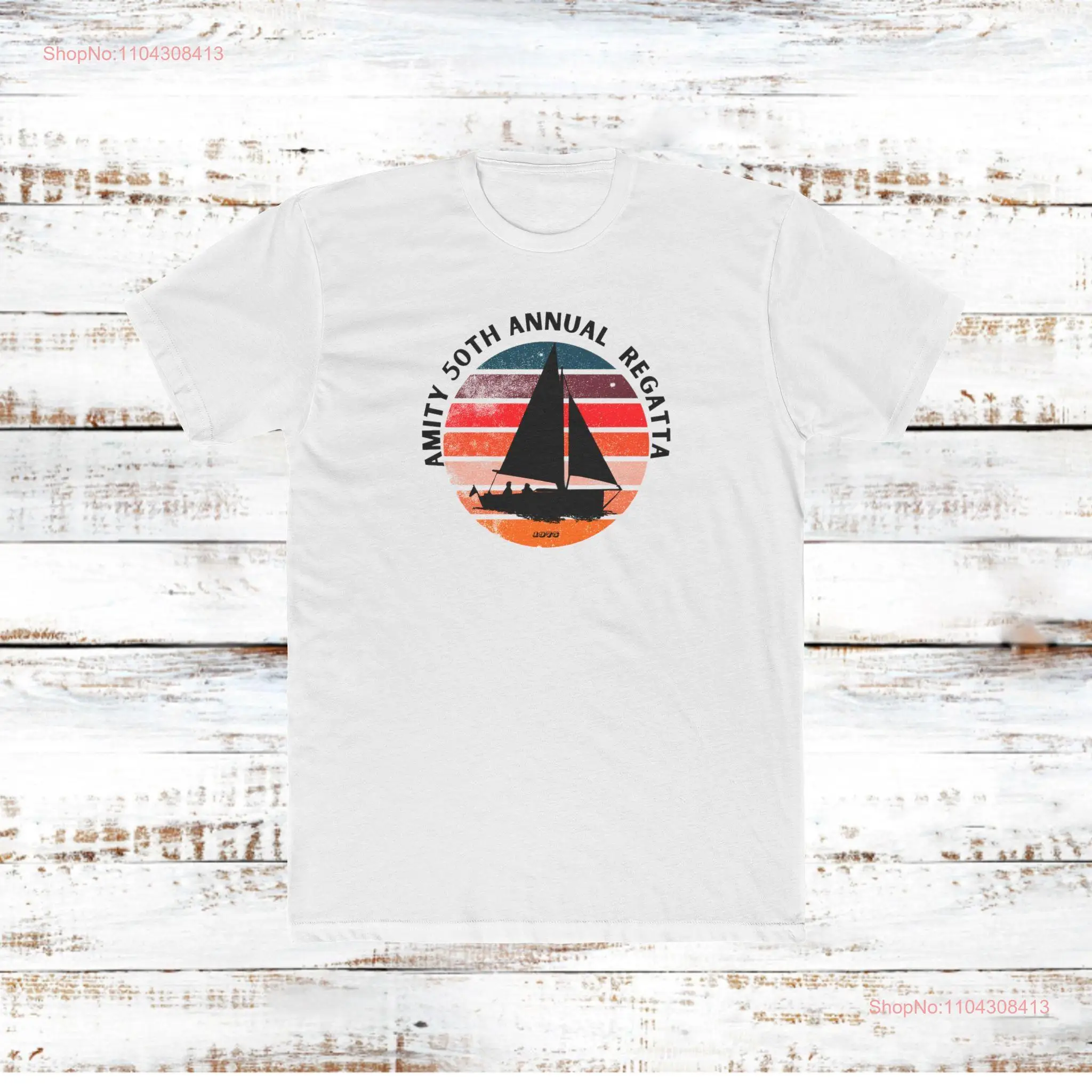 Amity 50Th Annual Regatta Cotton Crew T Shirt long or short sleeves