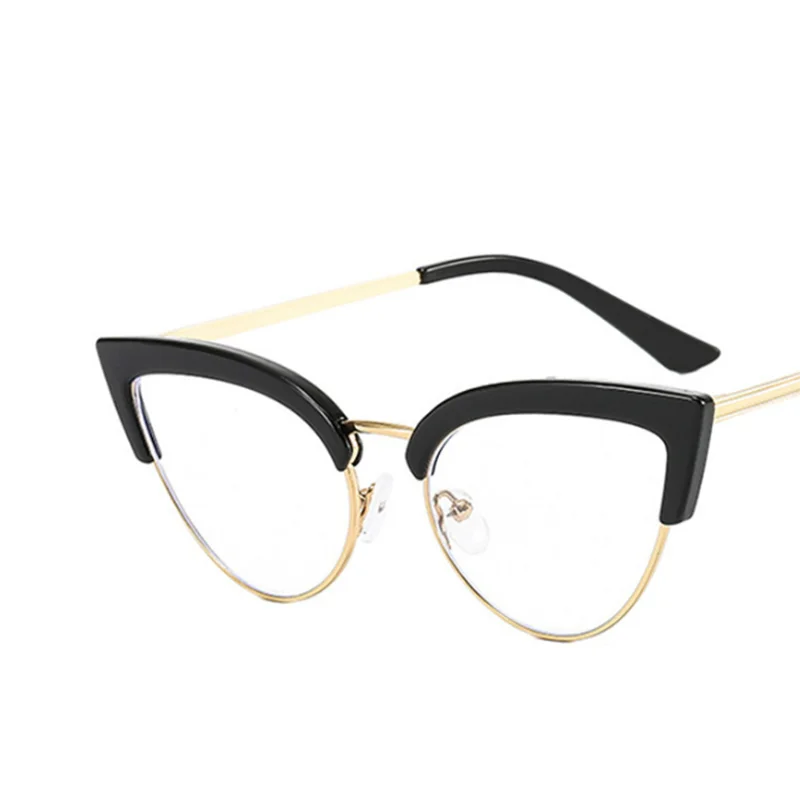 

Cat Eyes Half Metal Frame Clear Lens Glasses Simple Myopia Nerd Spectacles Degree -0.5 -1.0 -2.0 -3.0 -4.0 to -6.0