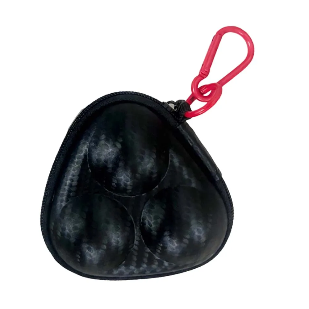 Hard Shell Table Tennis Ball Organizer for 3 Balls with PU Coating Smooth Zipper and Large Carabiner Hook for Portability