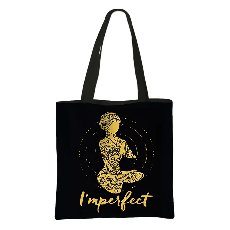 Yoga Namaste Print Shopping Bag Mandala Lotus Women Handbag Large Storage Totes Grocery Bags Ladies Reusable Shopper Bag