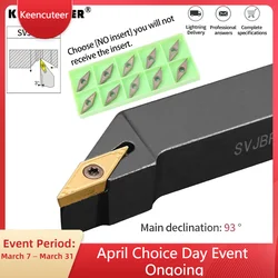 Suporte de ferramenta de rotação externa embutida SVJBR1616H16 SVJBR2020K16 SVJBR2525M16 , vbmt16, inserções de carboneto, conjunto de ferramentas de corte de barra de torno, 1 peça