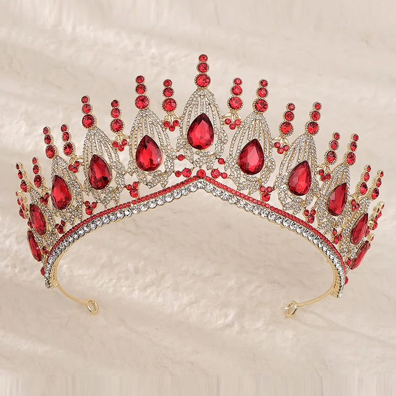 

Elegant Ruby Bridal Hair Accessories Crown Photography Props Banquet Parties Luxurious Women's Jewelry Crown Headbands Gifts