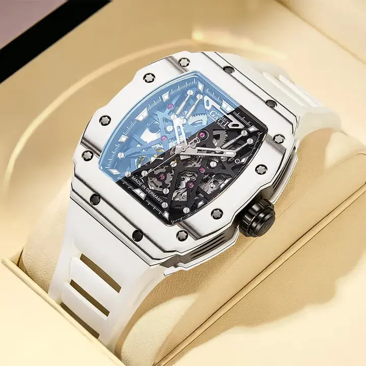 

BONEST GATTI Tonneau Carbon Fiber Titanium Alloy Sapphire Luminous 5ATM Waterproof Automatic Mechanical Watch For Men