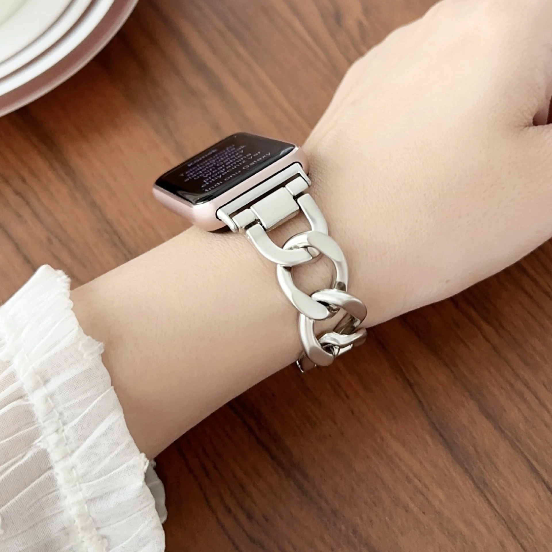Cuban Link Strap for Samsung Galaxy Fit 3 Stainless Steel Metal Band Men Women Bracelet For Samsung Watch Fit3 Chain Link Correa