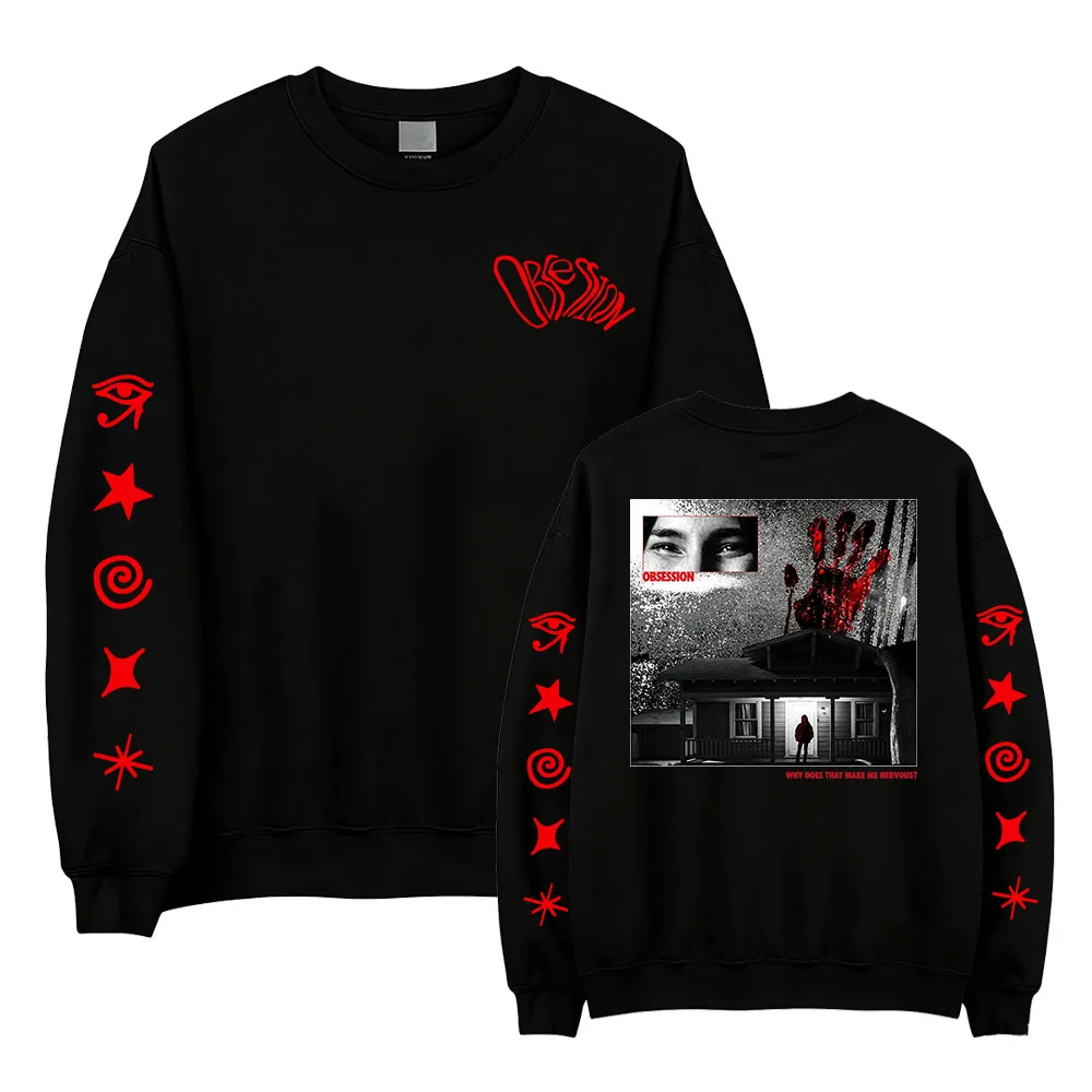 Obsession Be Careful What You Wish for Sweatshirt mit Rundhalsausschnitt, lockerer Schnitt, lange Ärmel, Unisex, Streetwear, Grafikdruck, Merch, Freizeitoberteil – Detail 4