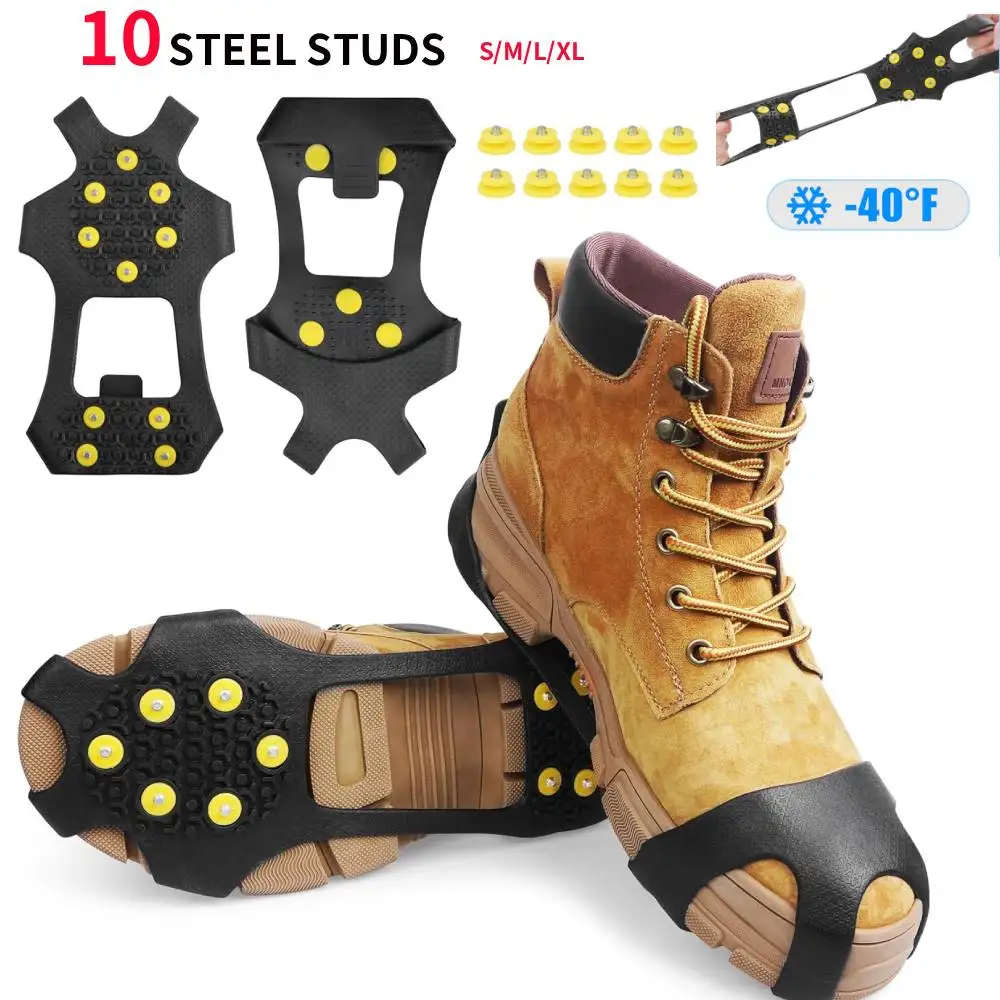 10 الأسنان تسلق الأشرطة المضادة للانزلاق تسلق الجبال المرابط في الهواء الطلق للجنسين الثلوج مخلب أغطية الحذاء المشي التنزه اكسسوارات