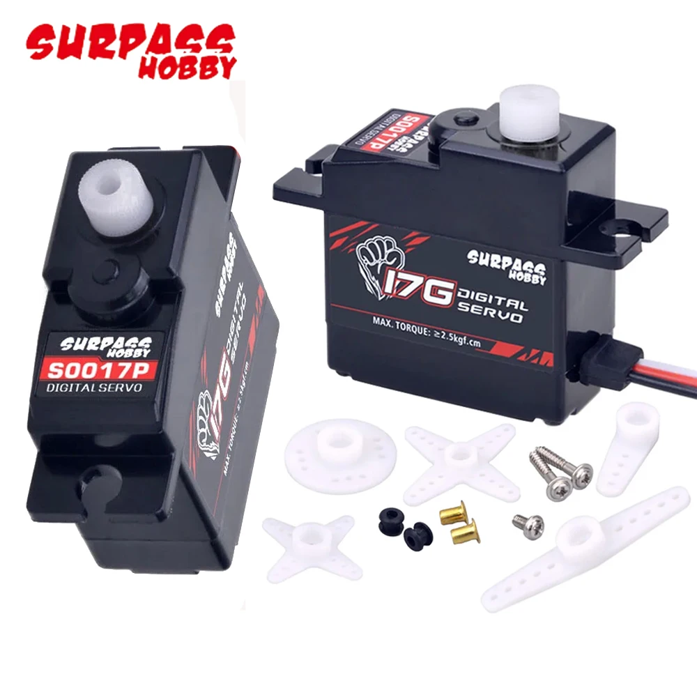 Surpass Hobby S0017P 25T 17g 1.8KG 4.8-6.0V Plastic Gear Digital Servo For RC Fixed-Wing Airplane Robot Car Boat Truck Off-road