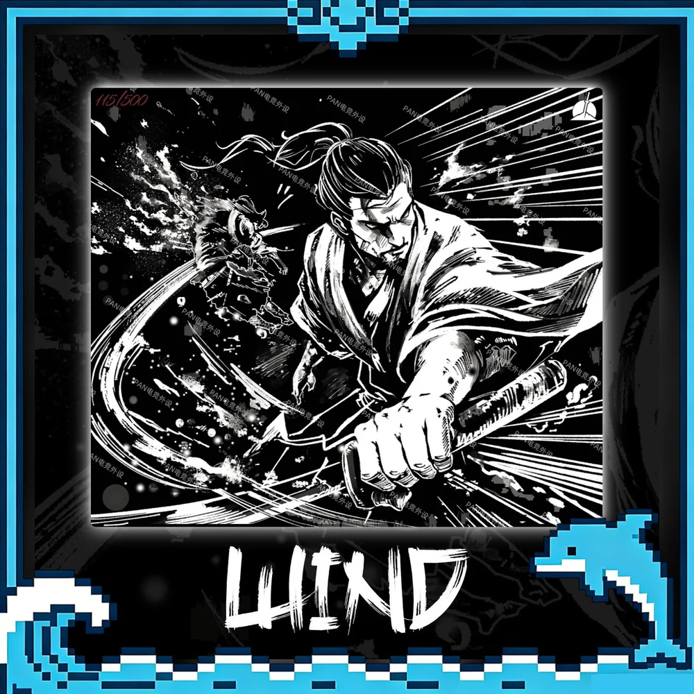 PAN Musashi Wind Tempered Glass Mouse Pad 490x420mm Samurai Gaming Desk Mouse Mat for FPS Esports PC Gamer Accessory