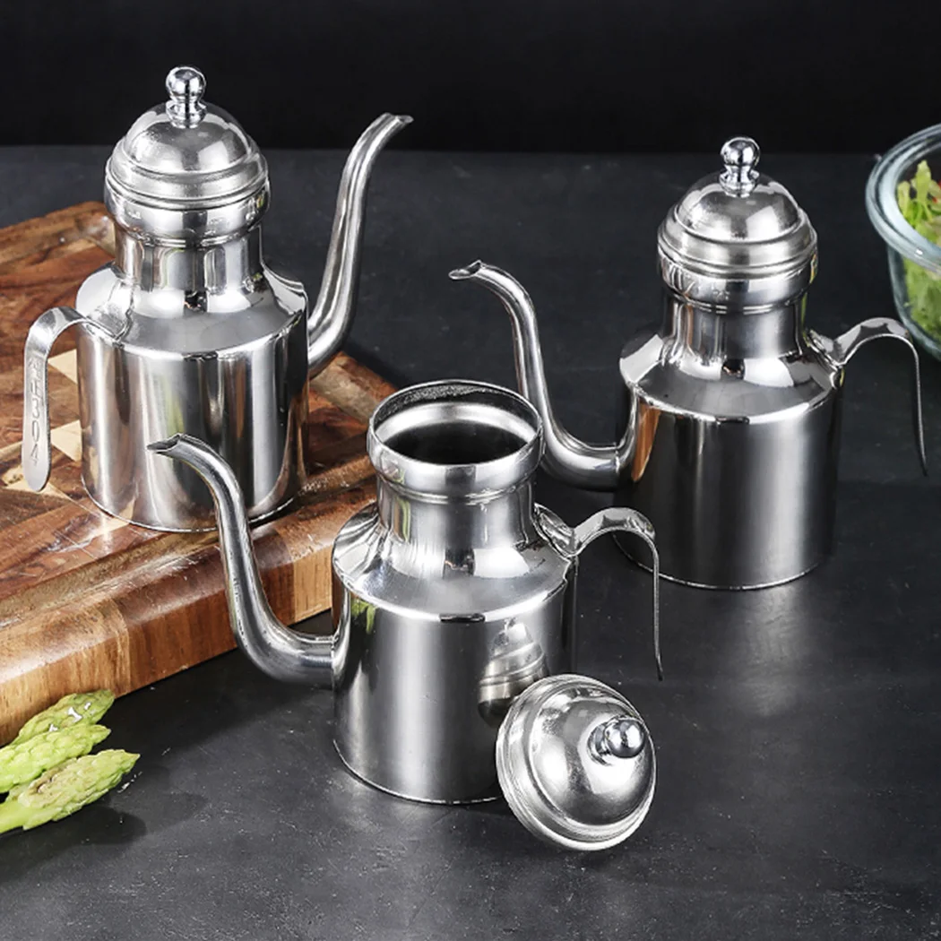 

Home Oil Vinegar Dispenser Household Kitchen Silver Stainless 1pc Vinegar 310ML Dispenser Oil Olive Pot Pourer