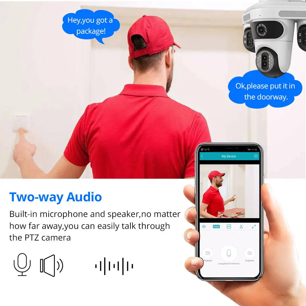 35MP WiFi IP Camera 4 Screens 7 Lens 10X Zoom Outdoor Wireless CCTV PTZ Security Cam Auto Tracking CCTV Surveillance Camera