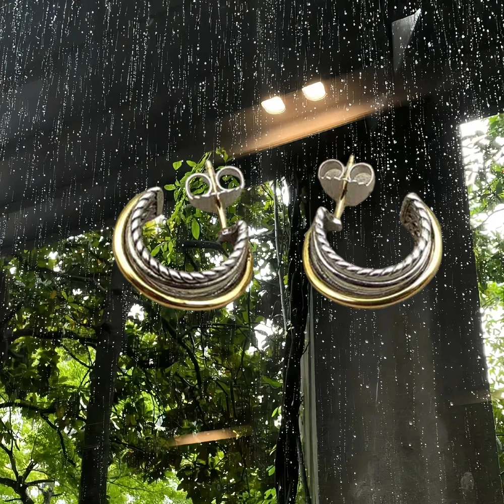

925 Sterling Silver DY Ear Studs Sweet Style Earrings Lovely Stud Jewelry for Sweet Temperament Young Girls