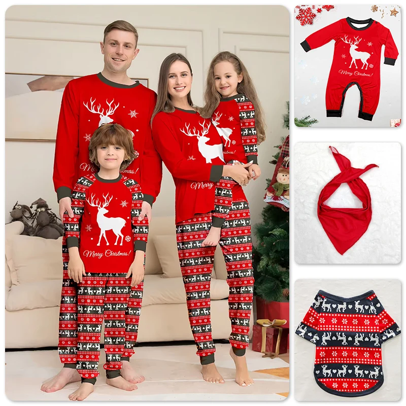 

Mom Dad Kids 2 Pieces Pajamas Set Baby Casual Loose Sleepwear Xmas Family Look Pyjamas Christmas Family Matching Outfits
