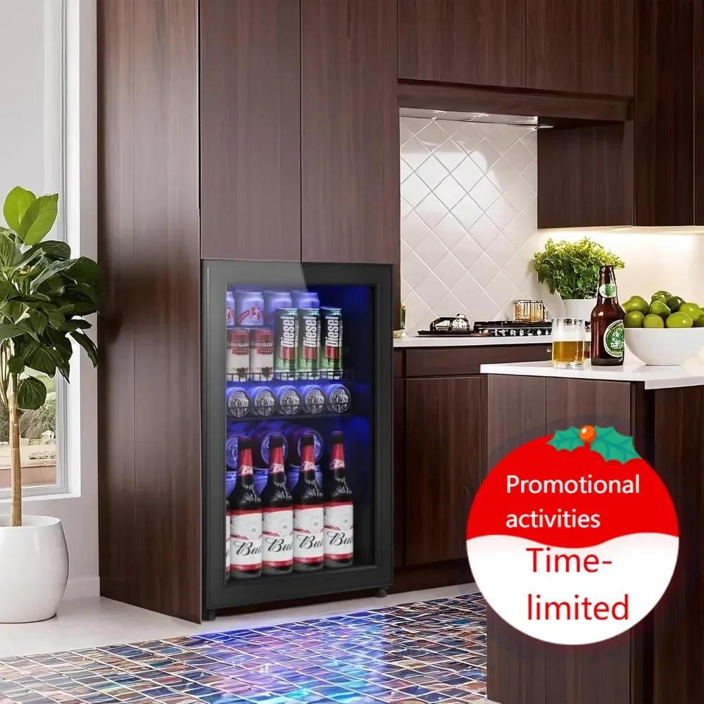

Hot sales2.5 Cu.Ft Wine Fridge, Mini Fridge With Glass Door, Wine Cooler Refrigerator, Beverage Drink Beer Cooler, Adjustable Sh