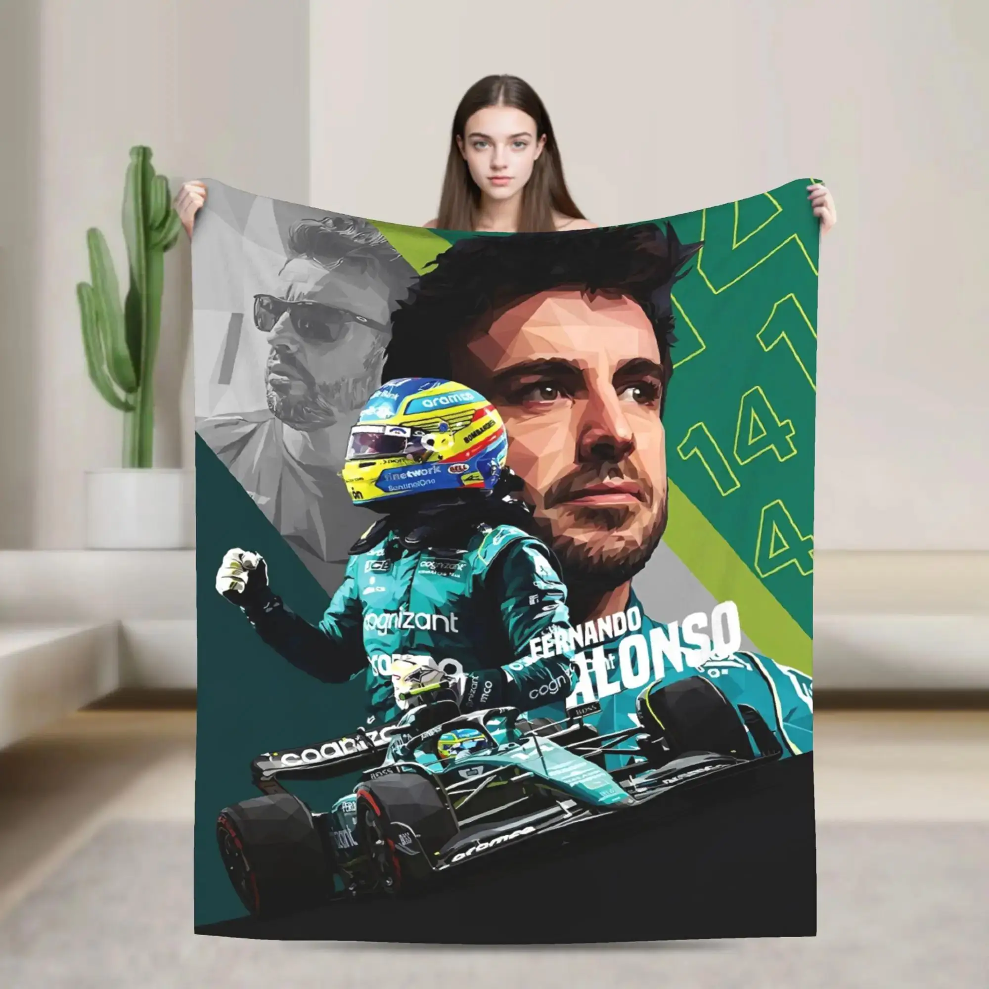 

Фланелевое одеяло Fernando Alonso Racing, зимнее, мягкое, многофункциональное, для дивана, кровати, дома, автомобиля, офиса