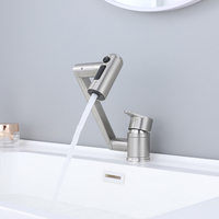 Nickel 304 Stainless Steel Bathroom Basin Faucet Deck Mounted Hot And Cold Mixer Water Bathroom Sink Tap Washbasin Crane Taps