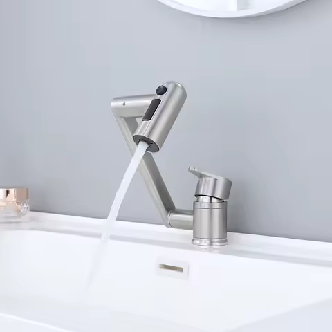 Nickel 304 Stainless Steel Bathroom Basin Faucet Deck Mounted Hot And Cold Mixer Water Bathroom Sink Tap Washbasin Crane Taps