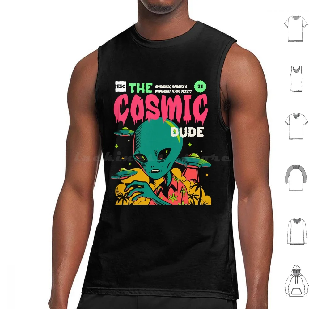 The Cosmic Dude Design Tank Tops Vest Sleeveless Design Head Extraterrestrial Funny Hawaii Latest Design Science