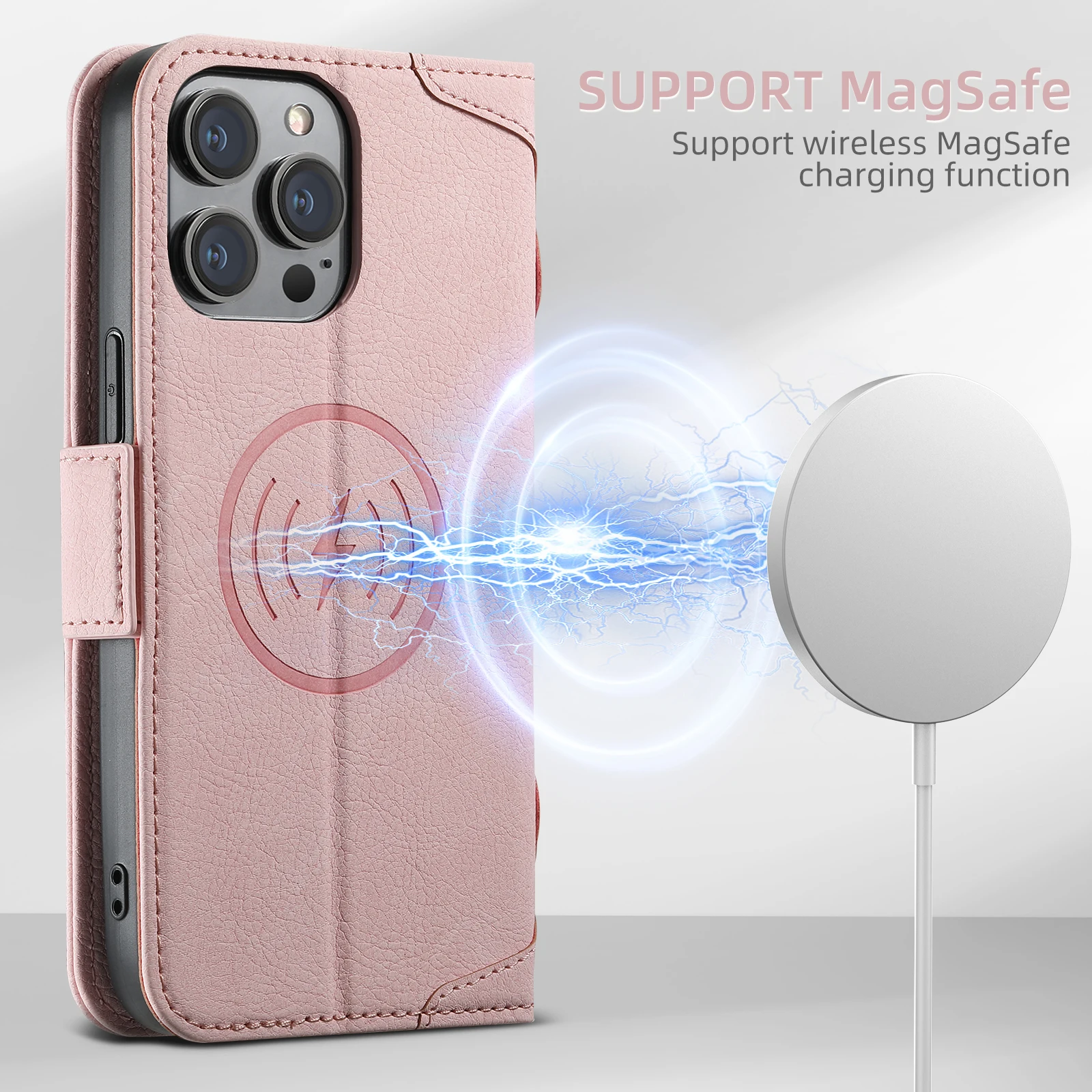 Kartenhalter-Brieftasche Flip-Cover Handyhülle Kompatibel mit Magnetischem Kabellosen Laden für iPhone 18 Pro Max 17 Air 16 Plus 15 14 – Detail 15