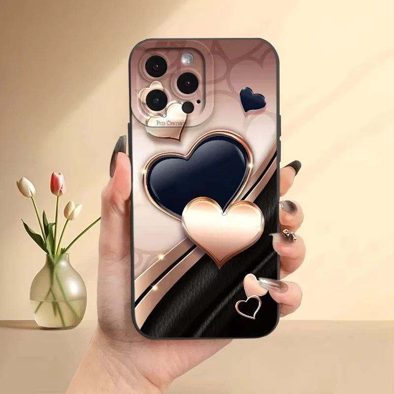 Champagne textured heart-shaped suitable Phone Case For Samsung S25 FE S24 Plus S23 Ultra S22 S21 20 anti drop and shockproof