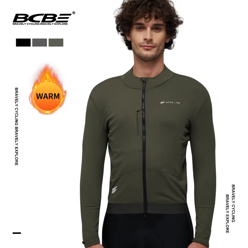 BCBE Men Cycling Jersey Winter&Autumn Long Sleeve Thermal Fleece Cycling Jersey  Warm Soft Brushed Breathable Bicycle Clothing