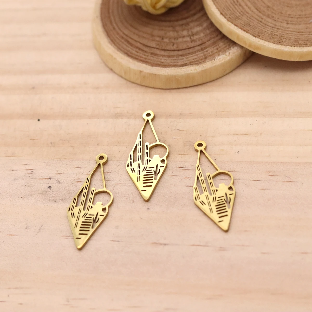 3pcs Geometric Diamond‑Shape Hamsa Hand Stainless Steel Charms, Hollow Fatima Hand DIY Earring Necklace Jewelry Making Findings
