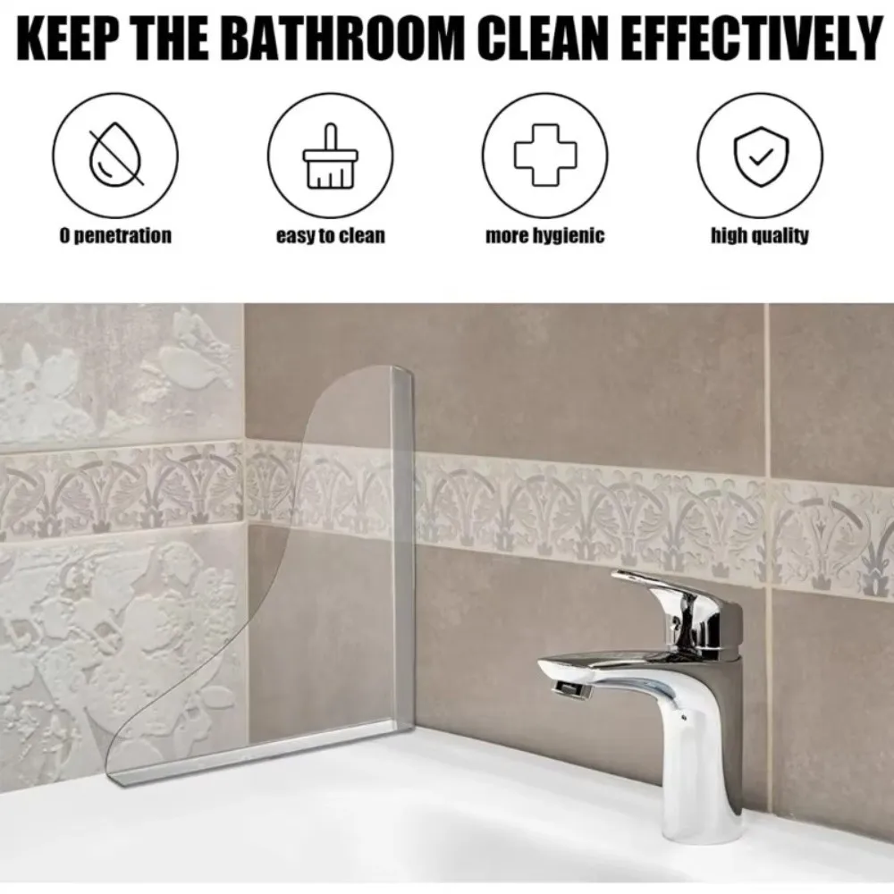Acrylic Bathtub Splash Guard Easy Install Transparent Sink Splash Cover Waterproof Self-Adhesive Water Baffle Plate