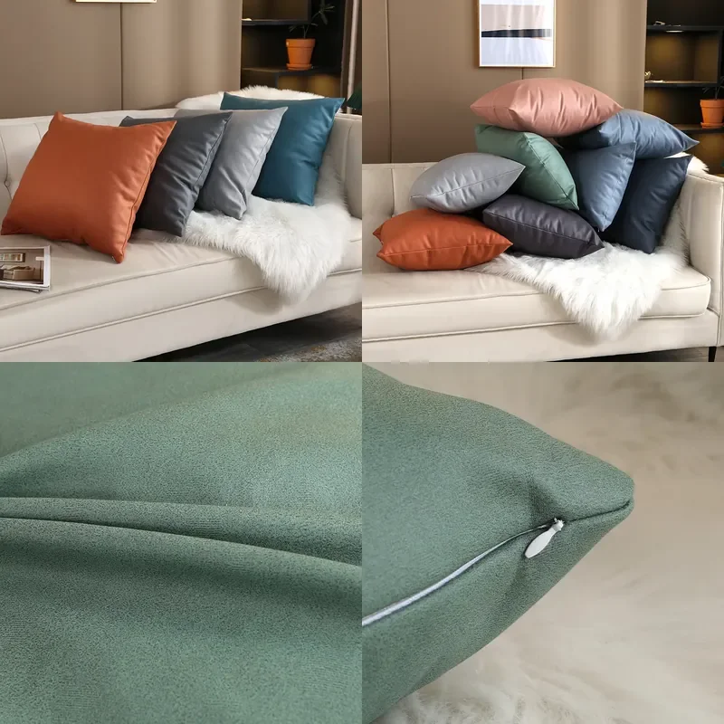 Technology cloth throw pillow, living room sofa light luxury high-end cushion pillow, Nordic modern leather waterproof large