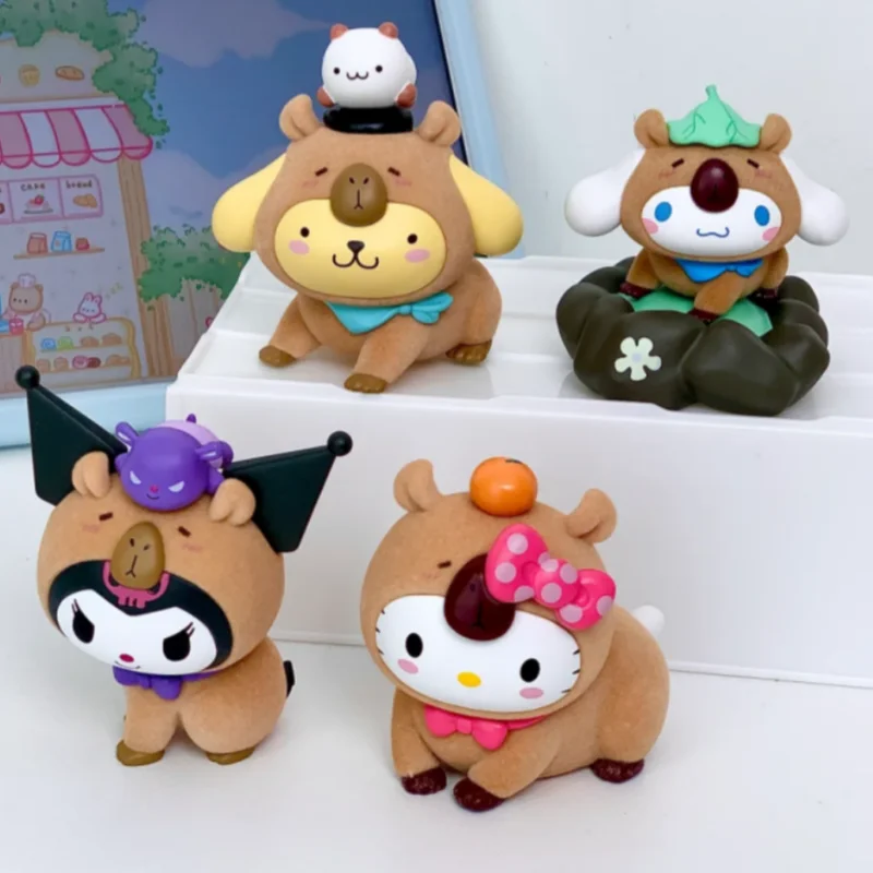 

Genuine Cute Capybara Series Blind Box Kuromi Hello-Kitty My Melody Trendy Figurine Decoration Decoration Festival Surprise Gift