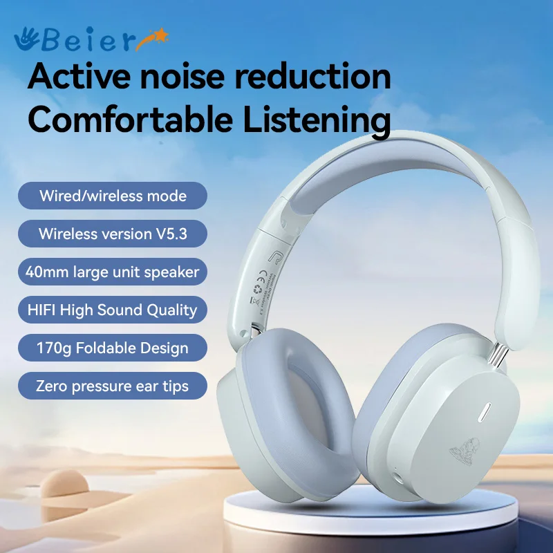 

Beier Bluetooth 5.3 Earphones SY30 Wireless Headphones Foldable Gaming Headset Hifi Sound Over Ear Sport Earbuds With Mic