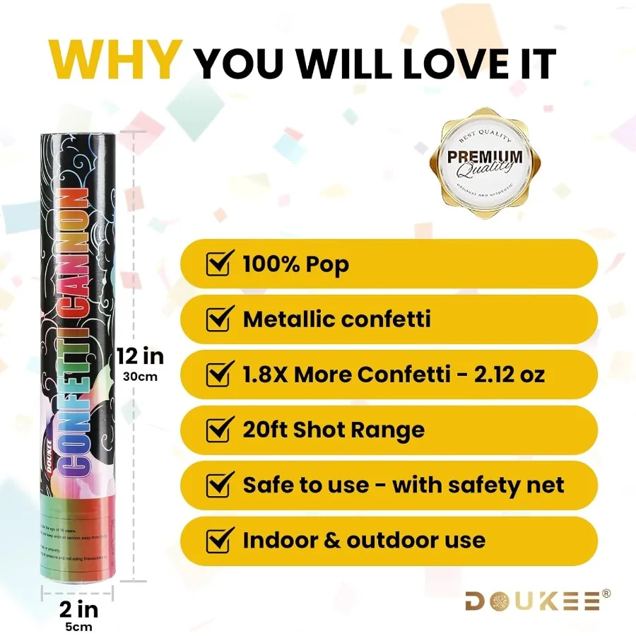 النثار القابل للتحلل الحيوي مدفع Poppe DOUKEE متعدد الألوان النثار مطلق النار حفلة بوبر 2PK للاحتفال بعيد ميلاد التخرج جديد