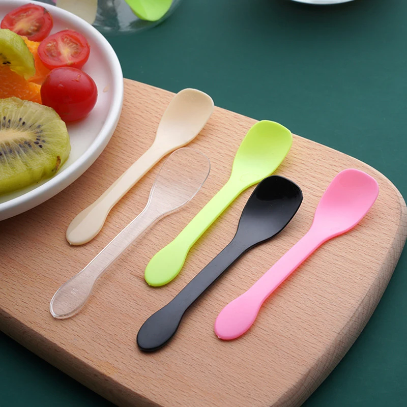 100Pcs Mini Plastic Spoons Flatware Spoons For Jelly Ice Cream Dessert Appetizer Plastic Spoon For Party Supplies