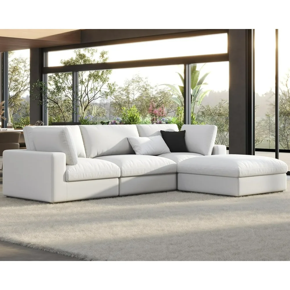 Modular Sectional Sofa, Oversized Down Filled Sectional Sofa,Seats L Shaped Comfy Couch with Chaise,Could Sofa for Living Room