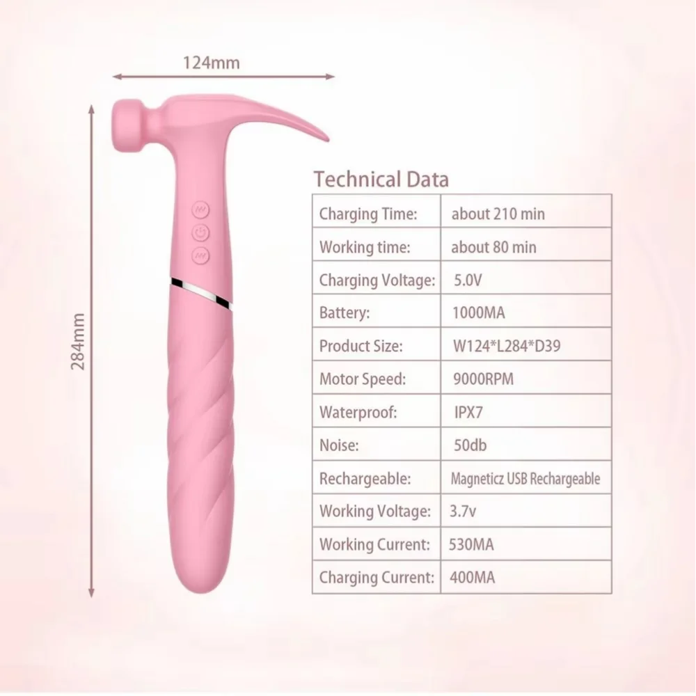 Clitoral Stimulation With Magnetic Charging Hammer Vibrator, Suction Massager, Av Hammer, Sex Toy For Adults 18 +