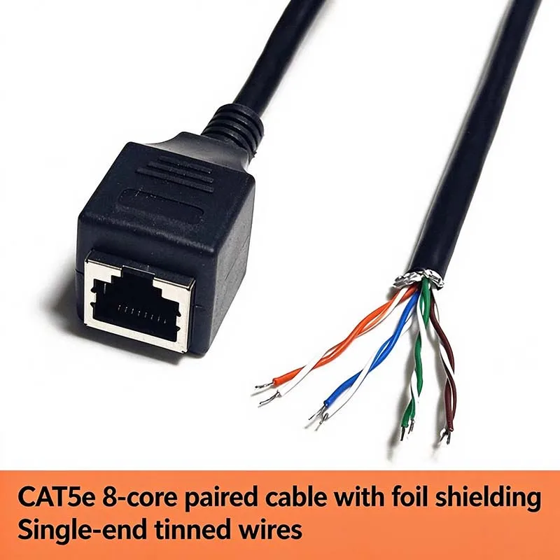 3PCS CAT5E 8-Core Shielded Twisted Pair Pure Copper Cable, Single End Tinned Wire with Aluminum Foil Shield